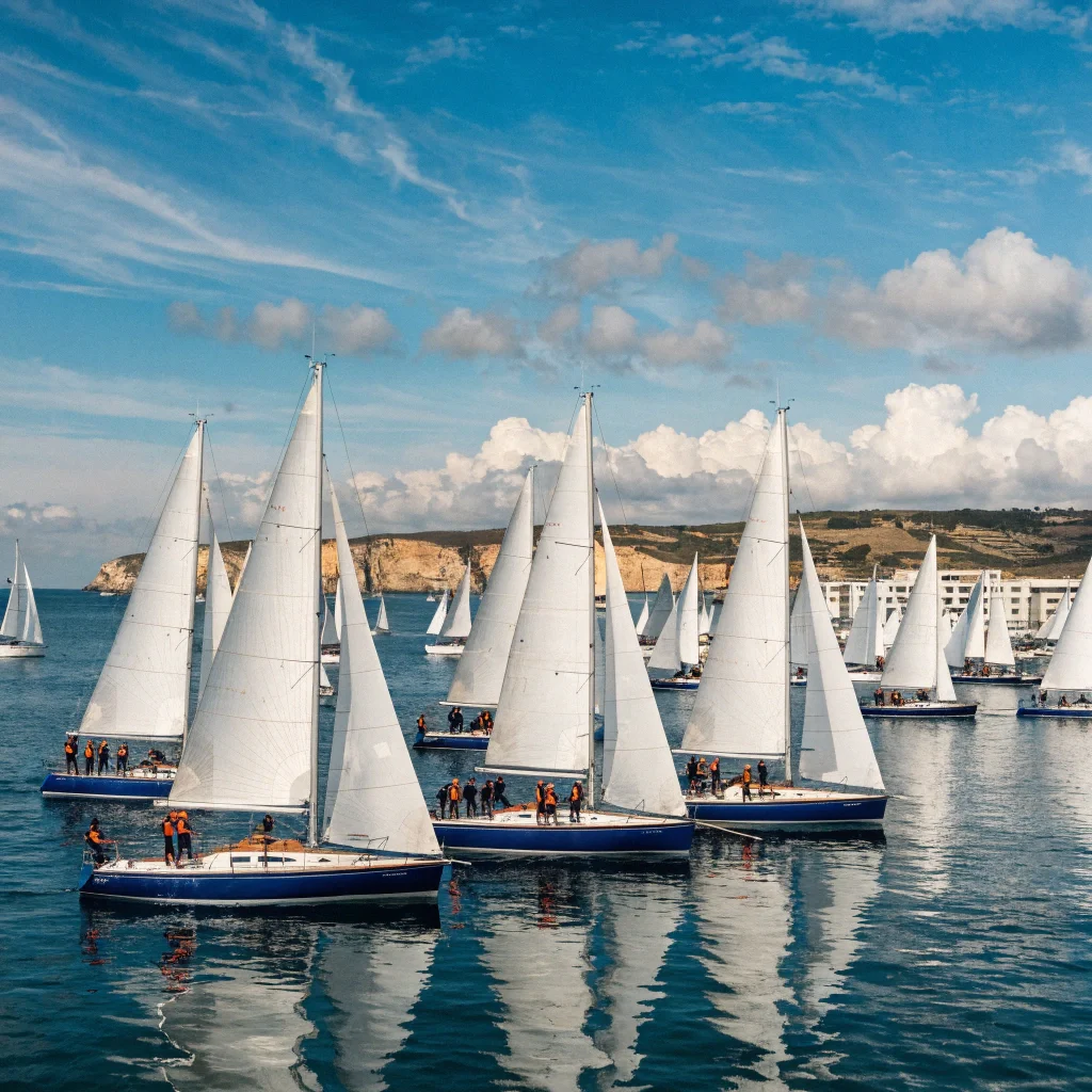 Barcos à vela Hansa em competição no campeonato de Portimão