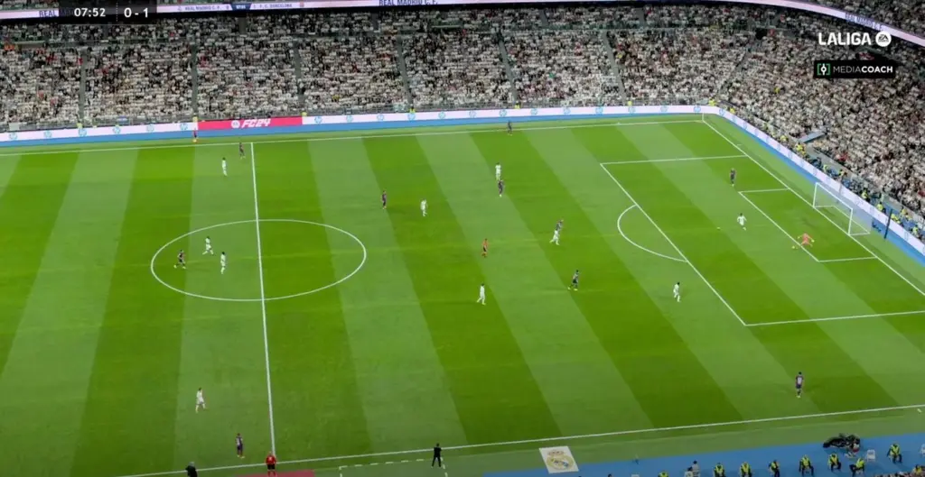 Área de ataque do Real Madrid sem referência ofensiva clara devido à ausência de avançado