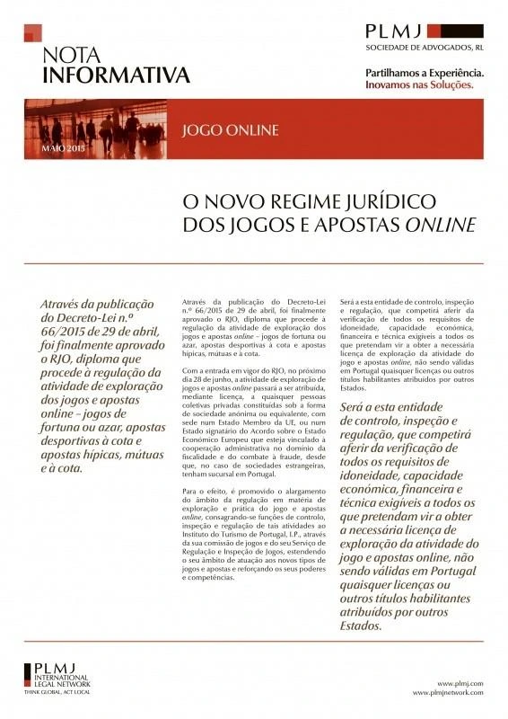 Documentos oficiais de regulação do mercado de casinos online em Portugal